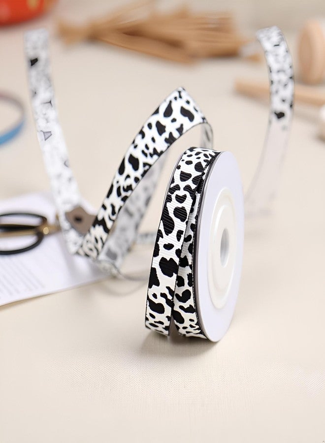 Tnyvm 2 Roll 20 Yards 1 cm Animal Print Grosgrain Ribbon Cow Craft White Black Ribbon Fabric Gift Wrapping for Gift Wrapping Bow Making Gift Wrap Ribbons - Image 2